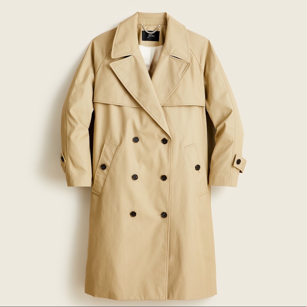 NWT J. Crew Relaxed Trench Coat in Cotton Canvas Size XL